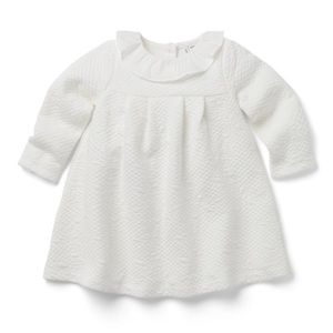 Janie and Jack White Baby Quilted Ruffle Collar Dress NWT